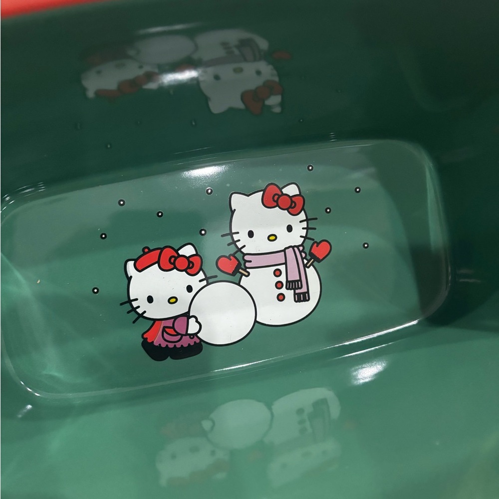NEW - Hello Kitty Snowman Christmas Ceramic Loaf Pan Baking Dish Holiday 9” - Picture 4 of 8